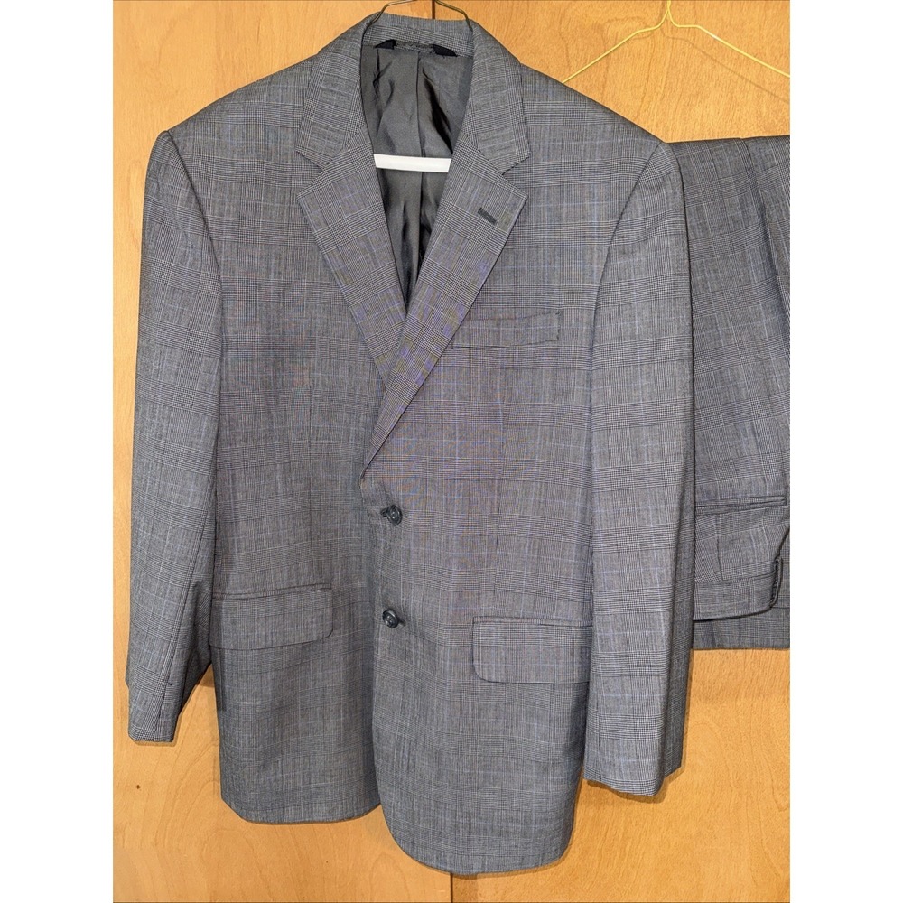Jos A Bank Suit Men 40S jacket  34 x30"pant Gray Glen Plaid 100% Wool